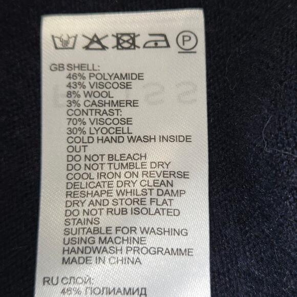 Reiss Womens 6 Addison Mixed Media Cardigan Top Blouse Blue Cashmere Wool Blend - Picture 13 of 13